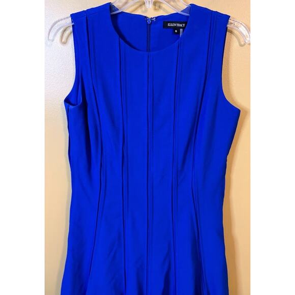 Ellen Tracy Royal Blue Fit & Flare Dress - Size 6 - Picture 3 of 7